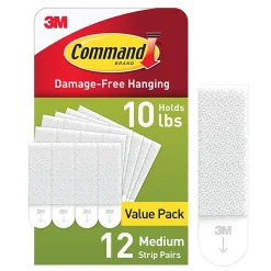 Command Medium (10lb) Picture Hanging Strips, White, 12 Pairs (24 strips), 1720412ES
