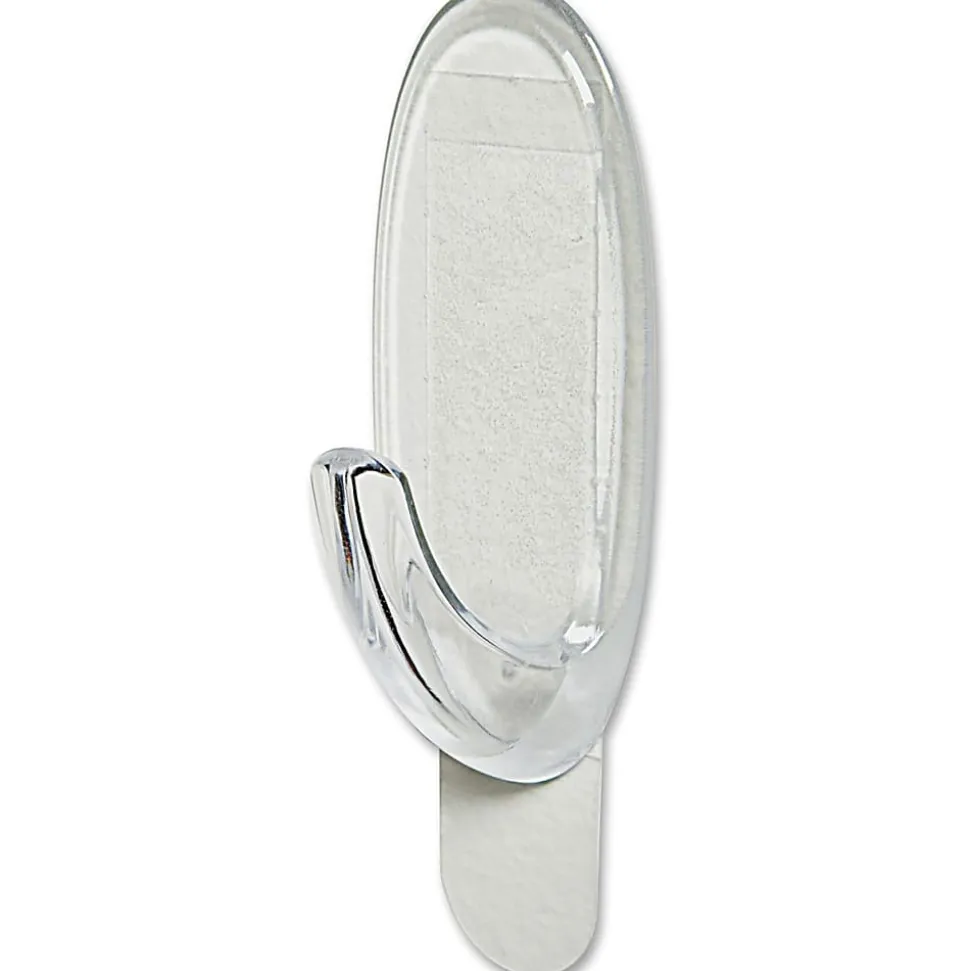 Command Medium Plastic Hooks, 2 Command Hooks, 4 Command Strips, Damage Free Hanging of Dorm Room Decorations, Clear