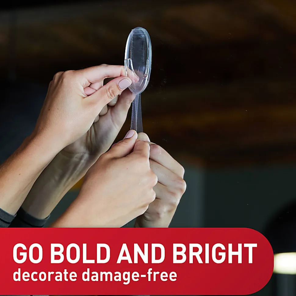 Command Medium Plastic Hooks, 2 Command Hooks, 4 Command Strips, Damage Free Hanging of Dorm Room Decorations, Clear