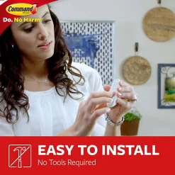 Command Medium Utility Hooks, 2 Hooks, 4 White Adhesive Strips, Damage Free Hanging Picture Hangers, No Tools Wall Hanging Strips For Living Spaces