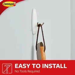 Command™ Medium Wire Hooks, Damage-Free, White, Pack of 2 Hooks, 2 Pairs of Strips