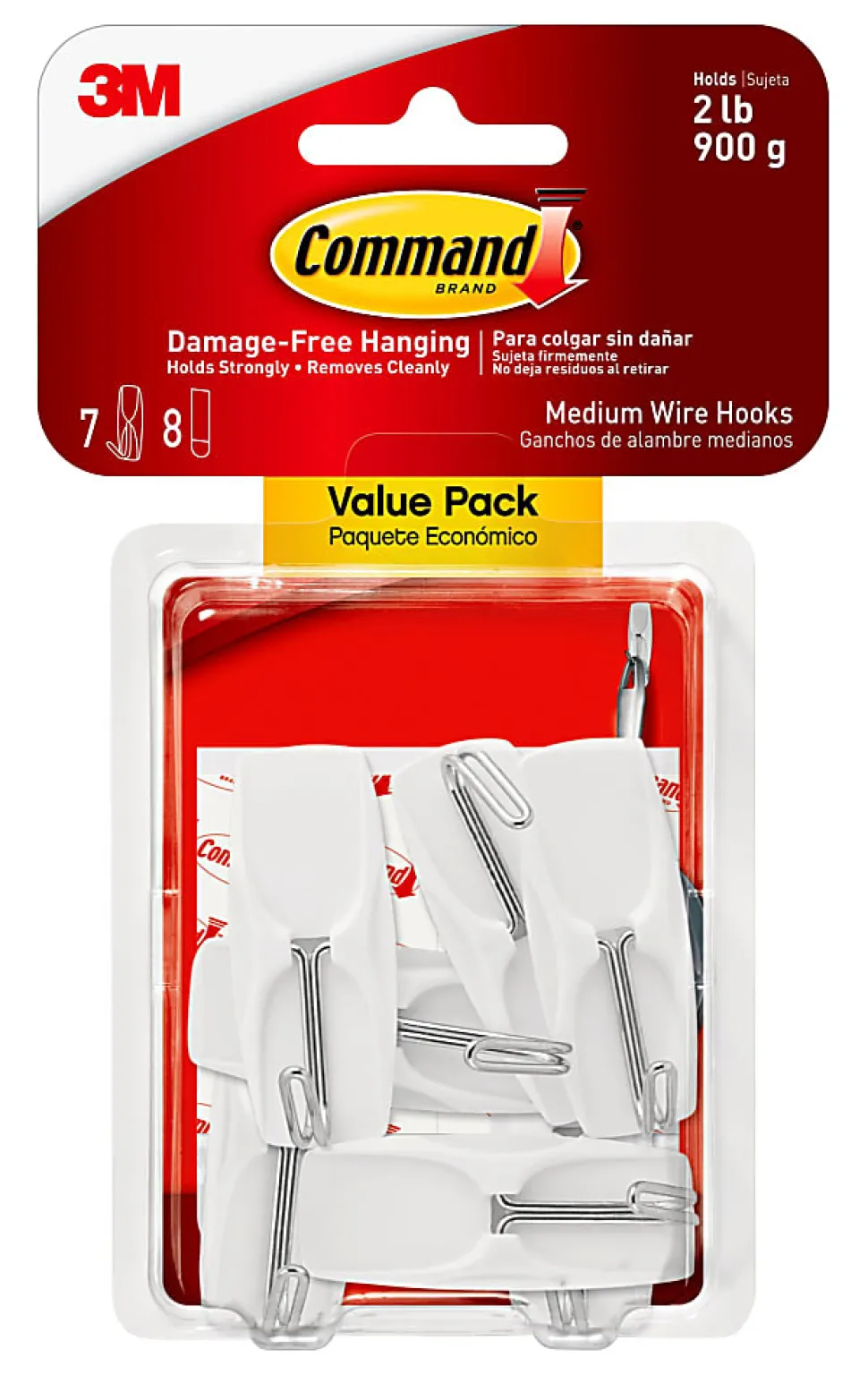 Command Medium Wire Toggle Hooks, 7 Hooks, 8 White Adhesive Strips, Damage Free Hanging Picture Hangers, No Tools Wall Hanging Strips - 170657ES
