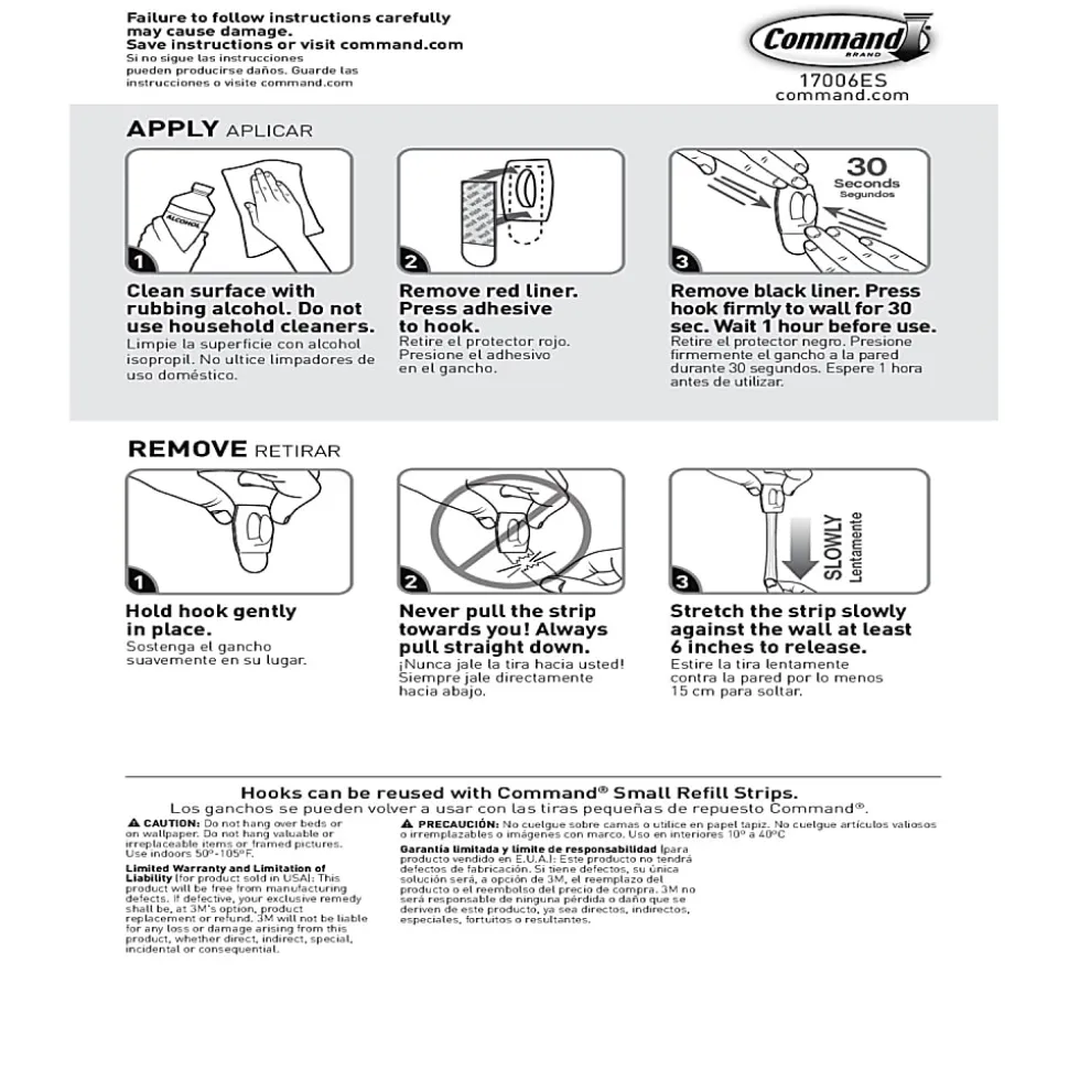 Command Mini Wall Hooks, 18 Command Hooks, 24 Command Strips, Damage Free Hanging of Dorm Room Decorations, White