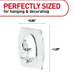 Command Mini Wall Hooks, 6 Command Hooks, 8 Command Strips, Damage Free Hanging of Dorm Room Decorations, Clear