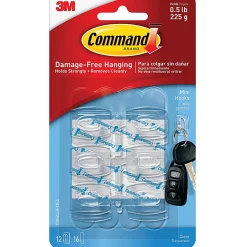 Command Mini Wall Hooks, 6 Command Hooks, 8 Command Strips, Damage Free Hanging of Dorm Room Decorations, Clear