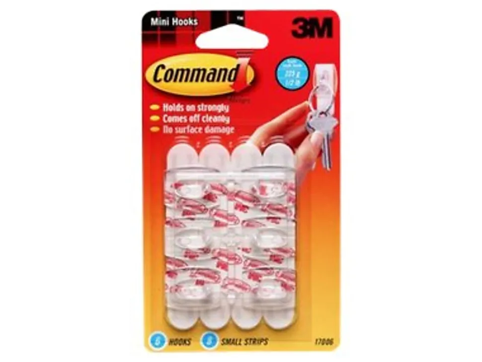 Command Mini Wall Hooks, 6 Hooks, 8 White Adhesive Strips, Damage Free Hanging Picture Hangers, No Tools Wall Hanging Strips For Living Spaces