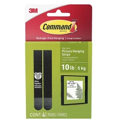 Command Narrow (10lb) Picture Hanging Strips, Black, 4 Pairs (8 strips), 17207BLKES