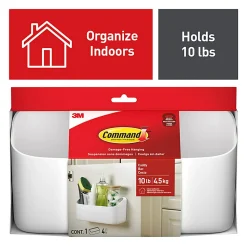 Command Organizing Caddy, 10 lb, White, 1 Caddy basket, 4 Large Strips