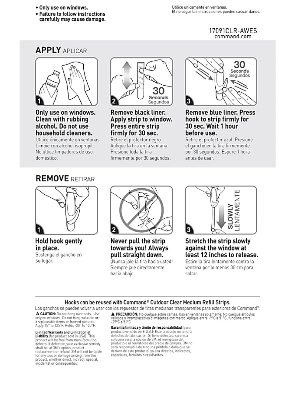 Command Outdoor Clear Window Hooks, 2 Medium Hooks, 4 Adhesive Strips, Damage Free Hanging Hooks, Great for Outdoor Use