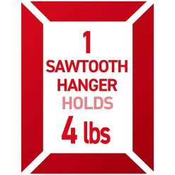 Command Sawtooth Picture Hangers Value Pack, White, 3 hangers, 6 strips, 17042-ES