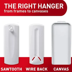 Command Sawtooth Picture Hangers Value Pack, White, 3 hangers, 6 strips, 17042-ES