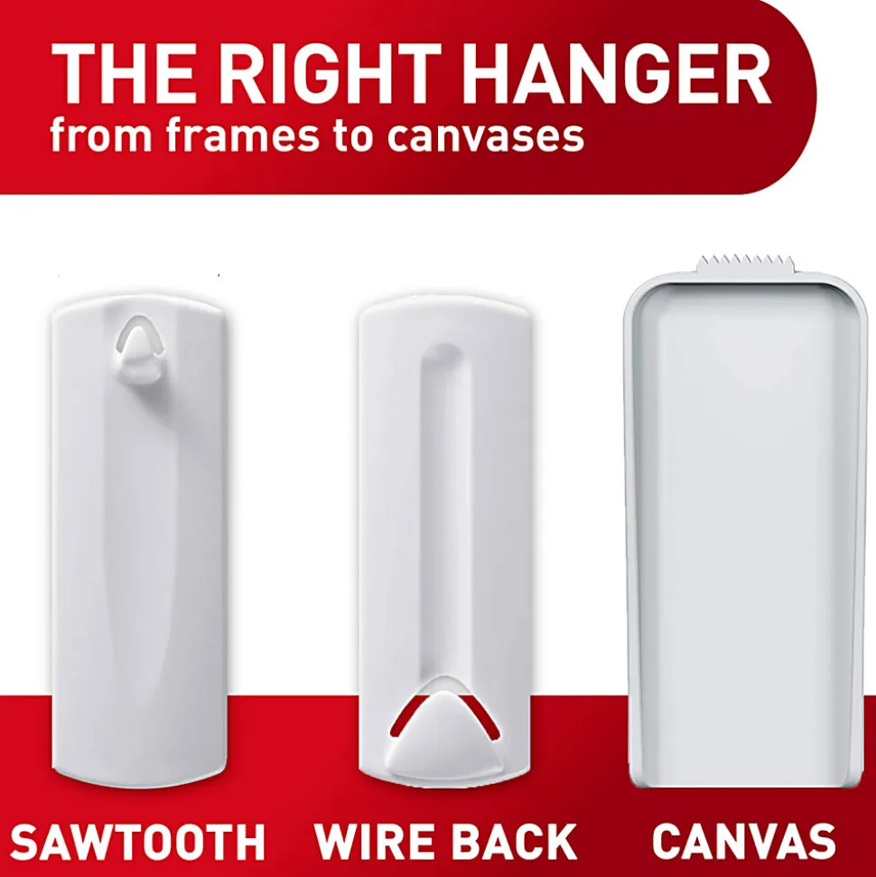 Command Sawtooth Picture Hangers Value Pack, White, 3 hangers, 6 strips, 17042-ES