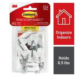 Command 28 Small Wire Toggle Hooks and 32 Command Strips, Damage Free Hanging Hooks Wall Hangers for Hanging Home Decor, Holds up to 0.5 lb
