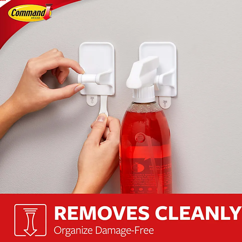 Command Spray Bottle Hangers, 2 Bottle Hangers, 4 White Adhesive Strips, Damage Free Hanging Picture Hangers, No Tools Wall Hanging Strips