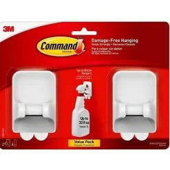 Command Spray Bottle Hangers, 2 Bottle Hangers, 4 White Adhesive Strips, Damage Free Hanging Picture Hangers, No Tools Wall Hanging Strips