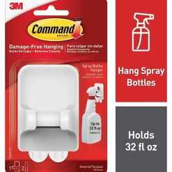 Command Spray Bottle Hanger, White, 2.5 lb, 1 Hanger, 2 Large Strips/pack
