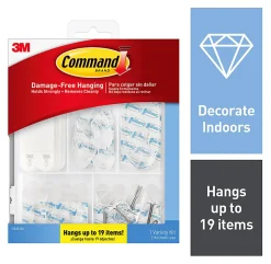 Command Variety Pack, Wire and Wall Hooks, Picture Hanging Strips, 1 Command Kit (53-Pieces), Damage Free, Use to Hang Dorm Decorations, Clear