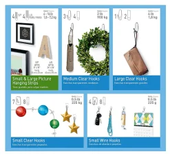 Command Variety Pack, Wire and Wall Hooks, Picture Hanging Strips, 1 Command Kit (53-Pieces), Damage Free, Use to Hang Dorm Decorations, Clear