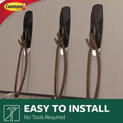 Command Wire Toggle Black Hooks, 2 Medium Hooks and 3 Adhesive Strips, Damage Free Hanging Hooks, Great for Outdoor Use