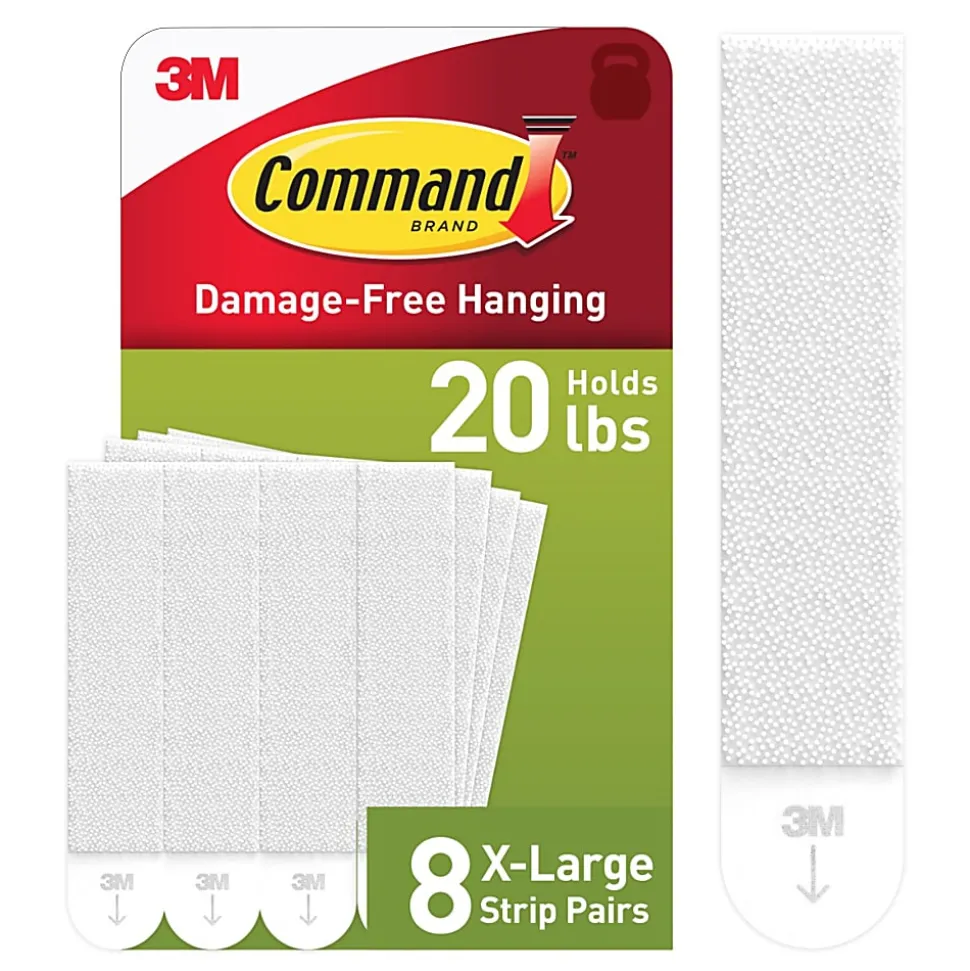 Command X-Large (20lb) Picture Hanging Strips, White, 8 Pairs (16 strips), 172178ES