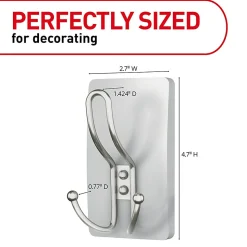 Command™ X-Large Satin Nickel Triple Hook, 1 Command Hook, 3 Command Strips, Damage Free Hanging Picture Hangers, No Tools Wall Hanging Strips