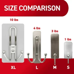 Command™ X-Large Satin Nickel Triple Hook, 1 Command Hook, 3 Command Strips, Damage Free Hanging Picture Hangers, No Tools Wall Hanging Strips