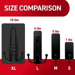Command® X-Large Triple Hook, 1 Hook, 3 Black Adhesive Strips, Damage Free Hanging Picture Hangers, No Tools Wall Hanging Strips For Living Spaces