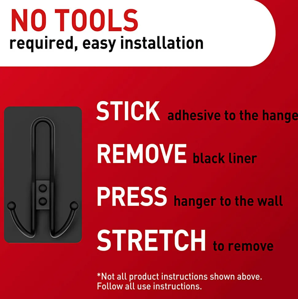 Command® X-Large Triple Hook, 1 Hook, 3 Black Adhesive Strips, Damage Free Hanging Picture Hangers, No Tools Wall Hanging Strips For Living Spaces