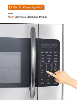 Commercial Chef 1.7 Cu. Ft. Over-The-Range Microwave Oven, 16-15/16”H x 29-13/16”W x 17-5/8”D, Silver