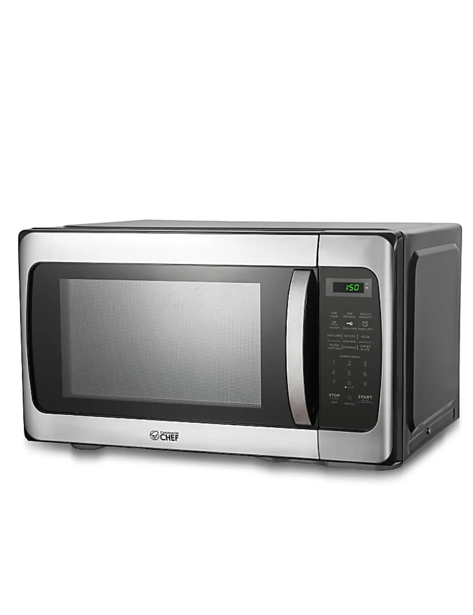 Commercial Chef 1.1 Cu. Ft. 1000W Countertop Microwave Oven, Silver/Black