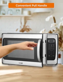 Commercial Chef 1.1 Cu. Ft. 1000W Countertop Microwave Oven, Silver/Black