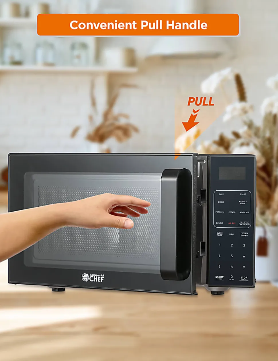 Commercial Chef 5-In-1 Countertop Microwave Air Fryer Combo, 0.9 Cu. Ft., Black