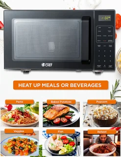 Commercial Chef 5-In-1 Countertop Microwave Air Fryer Combo, 0.9 Cu. Ft., Black