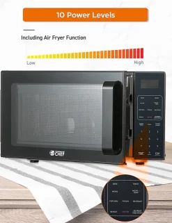 Commercial Chef 5-In-1 Countertop Microwave Air Fryer Combo, 0.9 Cu. Ft., Black