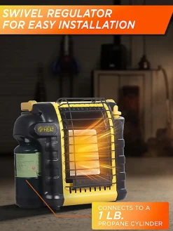 Commercial Heat Portable Outdoor Propane Heater, 9,000 BTUs, For Up To 300 Sq. Ft., 13”H x 8-1/2”W x 13”D, Yellow, Total Quantity 1
