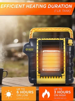Commercial Heat Portable Outdoor Propane Heater, 9,000 BTUs, For Up To 300 Sq. Ft., 13”H x 8-1/2”W x 13”D, Yellow, Total Quantity 1