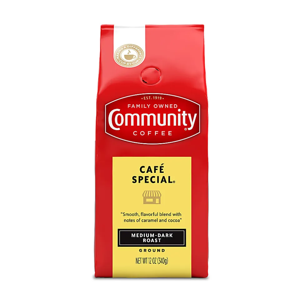 Community Coffee Arabica Ground Coffee, Cafe Special, 12 Oz Per Bag, Carton Of 6 Bags