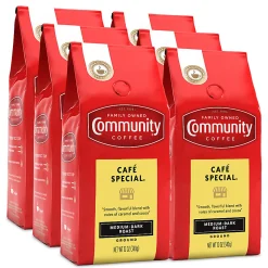 Community Coffee Arabica Ground Coffee, Cafe Special, 12 Oz Per Bag, Carton Of 6 Bags