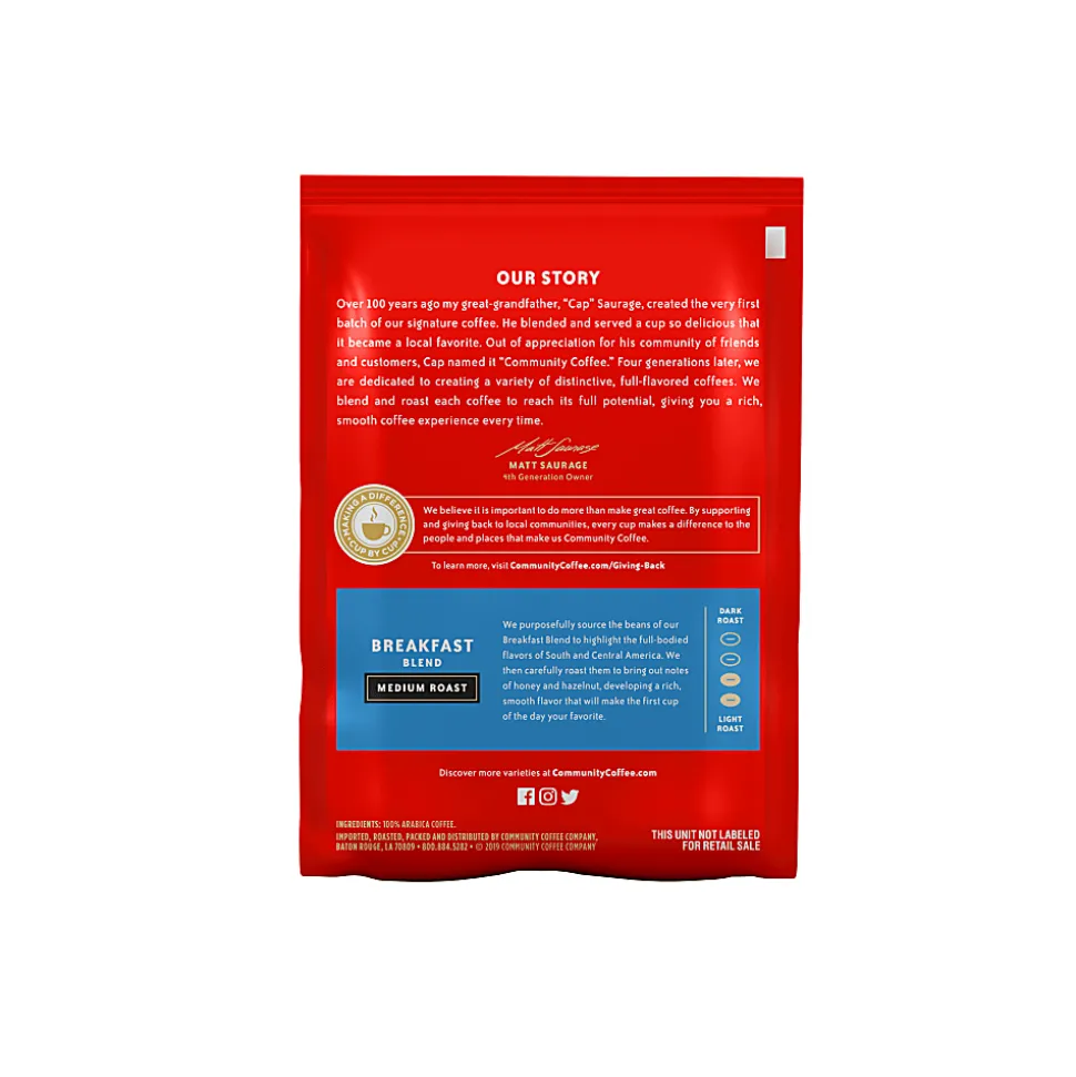 Community Coffee Arabica Single-Serve Coffee Packets, Breakfast Blend, Carton Of 20