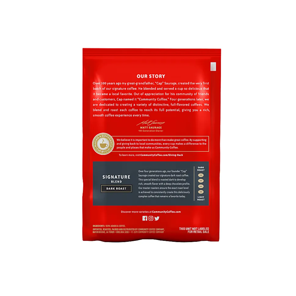 Community Coffee Arabica Single-Serve Coffee Packets, Signature Blend, Carton Of 40
