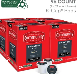 Community Coffee Keurig® Single Serve K-Cup® Pods, Signature Blend, Dark Roast, Box Of 96 Pods