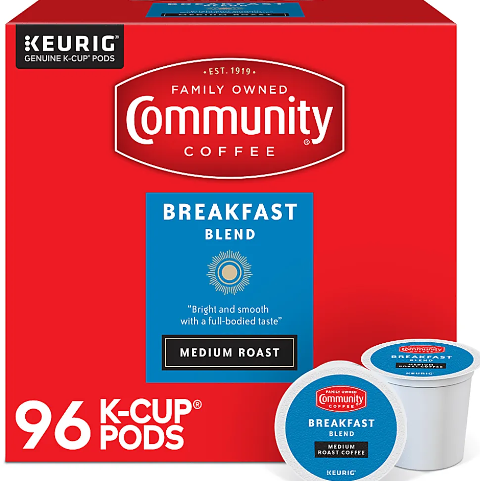 Community Coffee Keurig® Single Serve K-Cup® Pods, Breakfast Blend, Medium Roast, Box Of 96 Pods