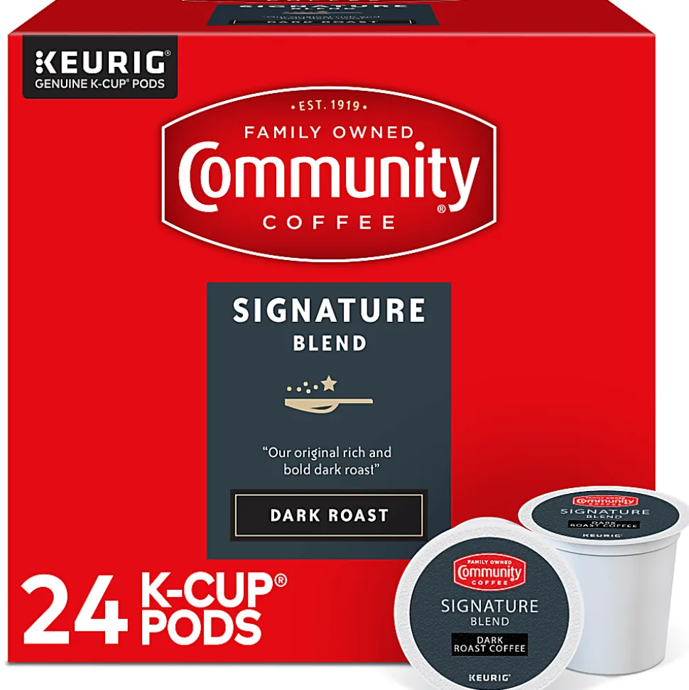 Community Coffee Keurig® Single Serve K-Cup® Pods, Signature Blend, Dark Roast, Box Of 24 Pods