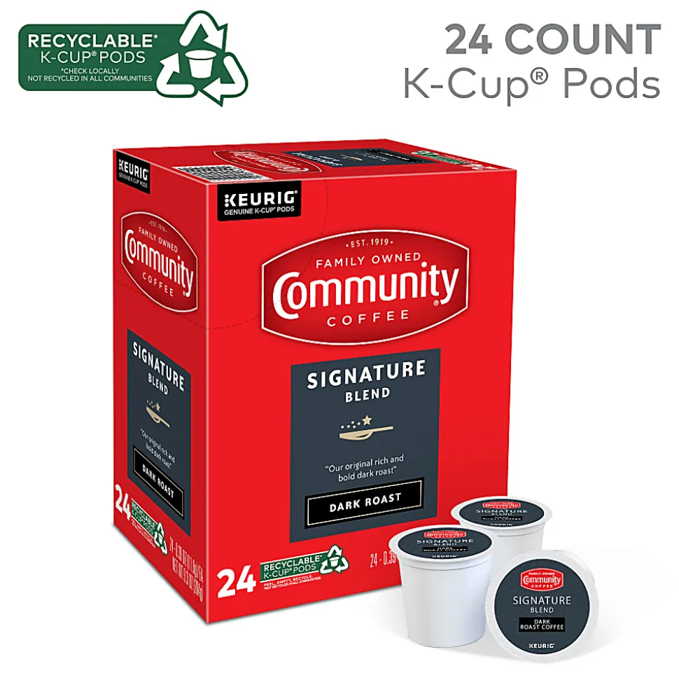 Community Coffee Keurig® Single Serve K-Cup® Pods, Signature Blend, Dark Roast, Box Of 24 Pods
