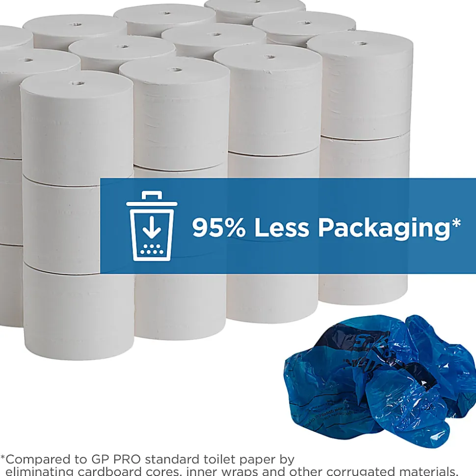Compact® Coreless Toilet Paper, 2-Ply, 4" x 3.8" Sheets, 100% Recycled Fiber, White, 1000 Sheets, 36 Rolls per Case