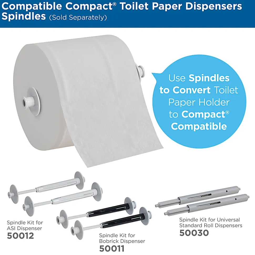 Compact® Coreless Toilet Paper, 2-Ply, 4" x 3.8" Sheets, 100% Recycled Fiber, White, 1000 Sheets, 36 Rolls per Case