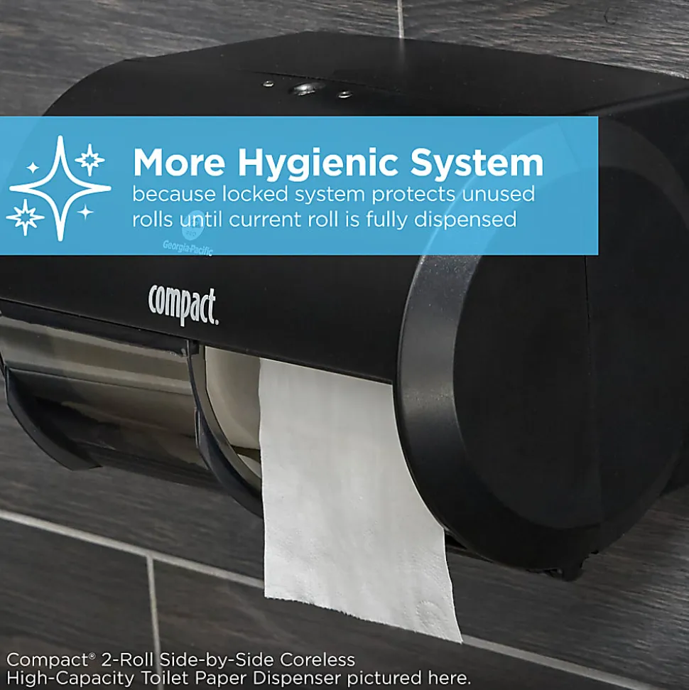 Compact® Coreless Toilet Paper, 2-Ply, 4" x 3.8" Sheets, 100% Recycled Fiber, White, 1000 Sheets, 36 Rolls per Case