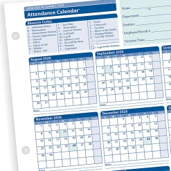 ComplyRight® 2026-2027 Academic Attendance Calendar, 8 1/2