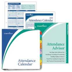 ComplyRight® 2026 Attendance Calendar Kit, 8 1/2" x 11", White, Pack Of 25