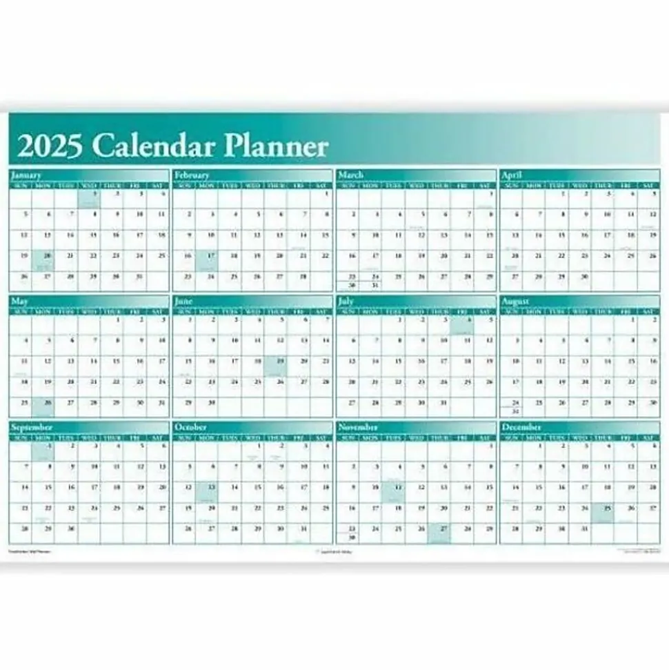 ComplyRight® 2026 Calendar Planner, 36" x 24", Green